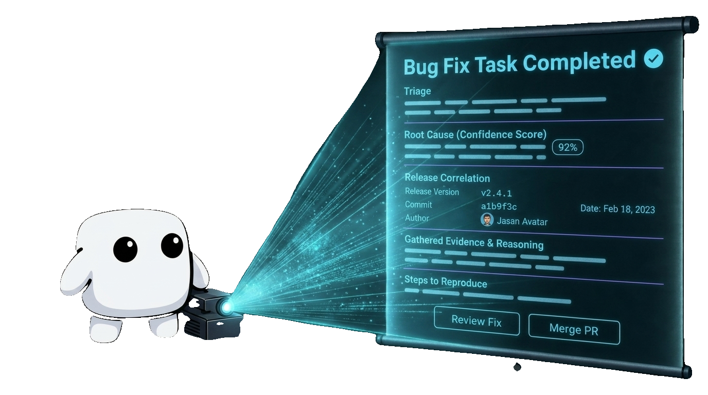 The Phagon dashboard: a triaged production error shown with its root-cause analysis, evidence, and a proposed pull-request fix.